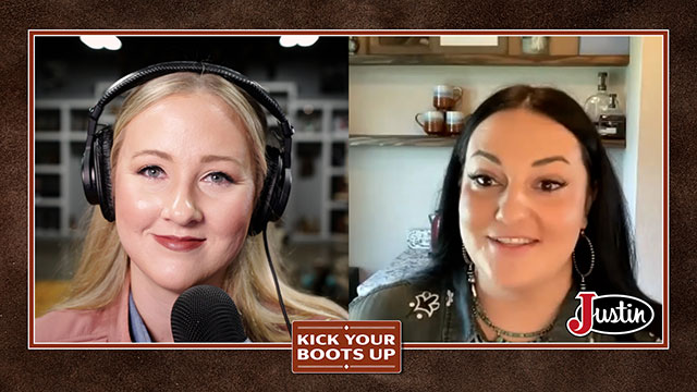 Two women talking to each other via Zoom, smiling at the camera.